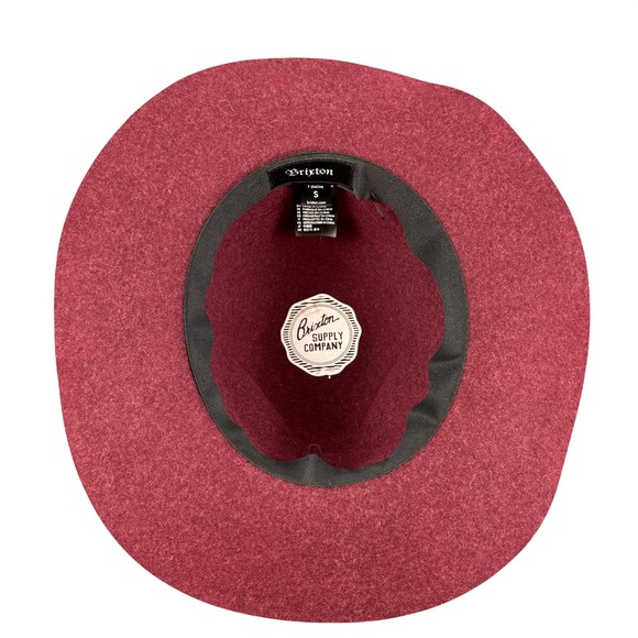 Brixton Wide Brim Wool Round Top Hat Womens‎ Small Burgundy/Wine Felt Ribbon Bow main image 6